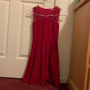 Red dress with flower cut out detailing